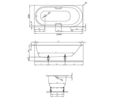 Ванна встраиваемая Bette Comodo 180х80х45 см 1251-000
