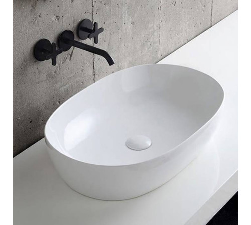 Раковина накладная Azzurra Elegance Circle 60x40x14 см Bianco lucido ELLA060400C0BI