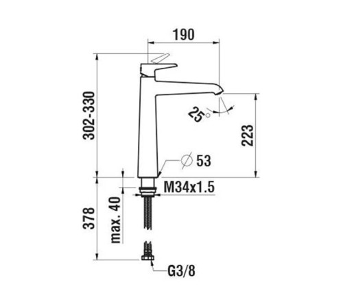 Смеситель для раковины Laufen Val высокий излив 19 см Eco+ хром HF901714100000