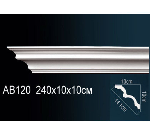 Карниз потолочный полиуретановый Perfect 115x115x2000 мм AB120