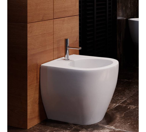 Биде напольное приставное Kerasan Flo 48 см 1 отверстие белое 312701