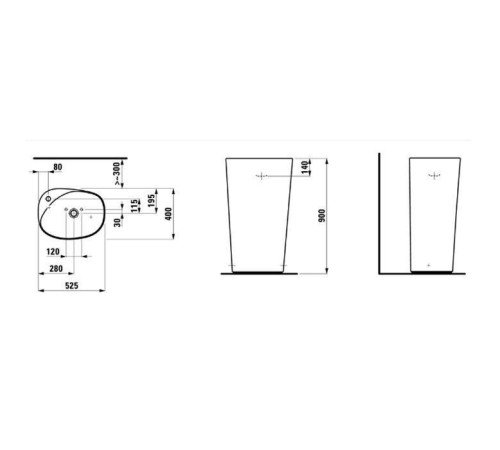 Раковина напольная Laufen Palomba 52.5x40x90 см 1 отверстие покрытие LLC 8.1180.3.400.104.1
