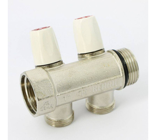 Коллектор с вентилями REHAU Rautitan MX 1х3/4 EK 2 выхода 40 мм никелированный 131644