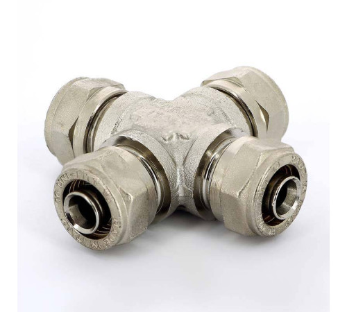 Крестовина обжимная никелированная Uni-Fitt 16 мм 676N6666