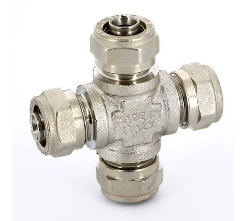 Крестовина обжимная никелированная Uni-Fitt 16 мм 676N6666