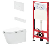 Комплект, TECE, TeceSpring, Smart L, подвесной, шгв 380-595-423, цвет унитаза-белый, цвет сиденья-белый, цвет клавиши-белый матовый