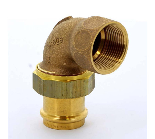 Угольник переходной Viega Sanpress 90° 35х1 1/4 пресс-В разъёмное соединение бронза 132729
