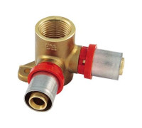 Угольник двойной с настенным креплением Tiemme 20x2.0-1/2-20x2.0 мм 1650267