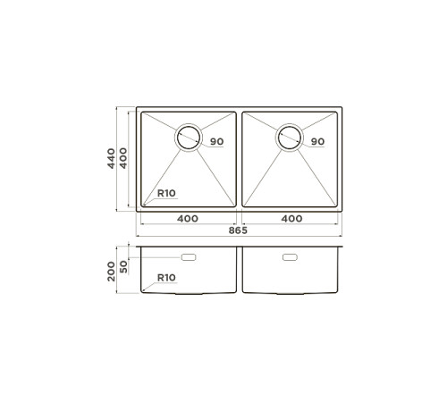 Кухонная мойка Omoikiri Taki 86-2-U/IF Side-GM 86.5x44 см вороненая сталь 4993793