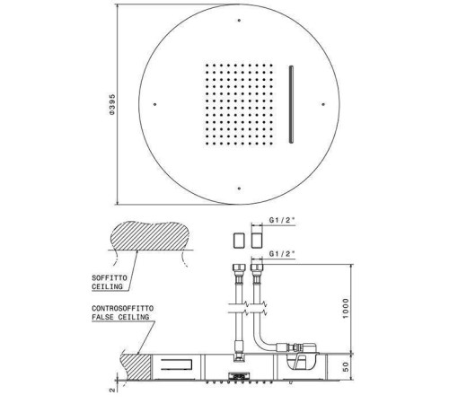 Верхний душ Newform Head Showers d40 см круглый потолочный 2 режима хром 684.21.018