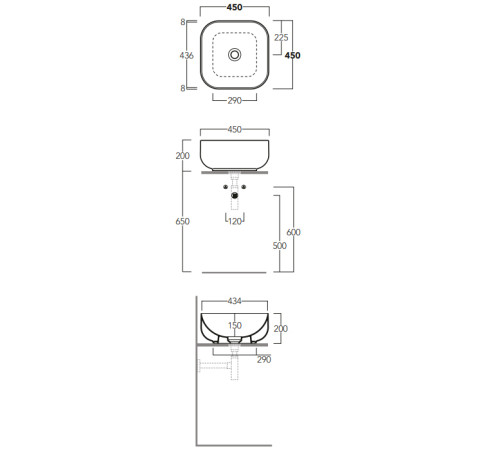 Раковина накладная Simas Balloon 45х45х20 см без отверстия Caramello BA03