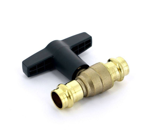 Кран шаровой Viega Easytop 18 пресс бронза SC-Contur высокая Т-образная ручка 746384