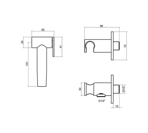 Гигиенический душ Cisal Xion шланг 120 см вывод с держателем нержавеющая сталь XI007915D1