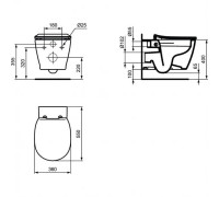 Унитаз подвесной безободковый Ideal Standard Connect с сиденьем микролифт E814901/E772401