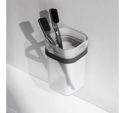 Стакан стеклянный с держателем AM.PM Func настенный черный A8F34322