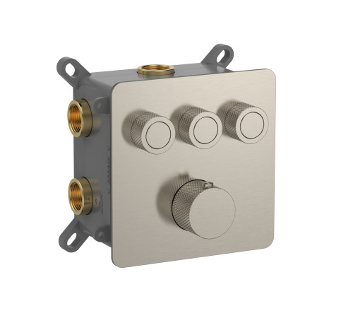 Термостат встраиваемый AquaMoon на 3 потребителя с внутренней частью никель AQM8812BN