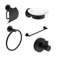 Набор аксессуаров для ванной 5 в 1 AQUAMET Trento черный матовый AQM7221MB