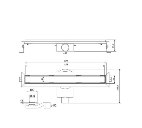 Трап душевой Plumberia Selection PS IN-TILE 6x90 см комбинированный затвор черный матовый PST90NO