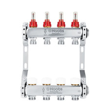 Комплект коллекторов Hoobs из нержавеющей стали с расходомерами 1 x 3/4 4 выхода HB-INCRK-804504