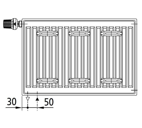 Радиатор стальной панельный Kermi therm-x2 Profil-V FTV 11 500x1200 мм нижнее правое подключение RAL 9016 FTV110501201R2Y