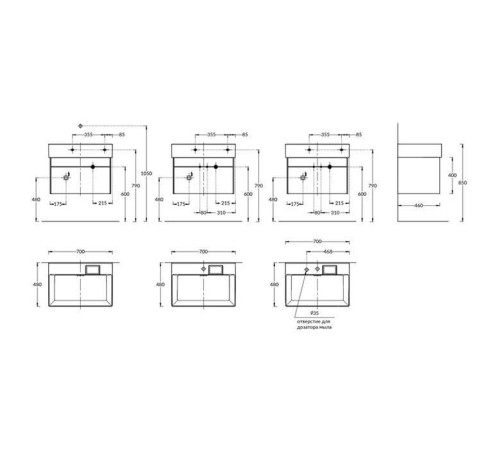 Тумба подвесная Kerama Marazzi Logica 67x46x40.3 см 2 ящика стальной серый LOG.70.2\ST