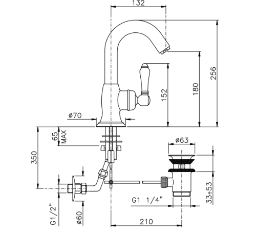 Смеситель для раковины Nicolazzi El Capitan однорычажный с донным клапаном хром 3454CR75C