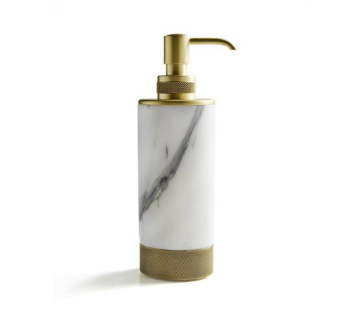 Дозатор для мыла настольный 3SC Apuana 2.0 мрамор Bianco Statuario бронза матовая ec344996