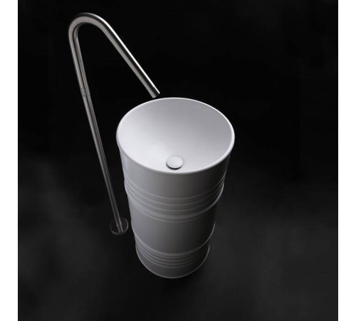 Раковина напольная Kerasan Artwork Barrel 45x90 см слив в пол с сифоном без отверстия белый 4742K01