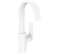 Смеситель для раковины Hansgrohe Vivenis 210 с поворотным изливом со сливным гарнитуром матовый белый 75030700