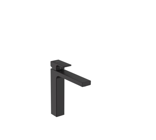 Смеситель для раковины hansgrohe Vernis Shape 190 однорычажный со сливным гарнитуром матовый черный 71562670