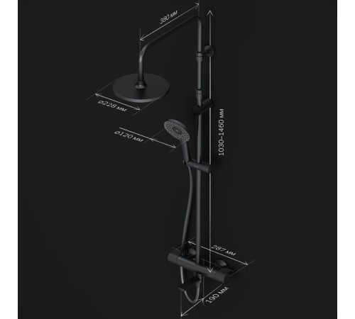 Душевая система AM.PM X-Joy с термостатом черный матовый F0785A522