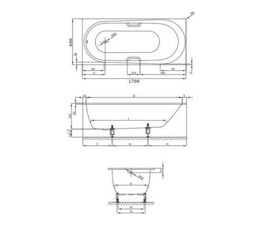 Ванна встраиваемая Bette Comodo 170х80х45 см с шумоизоляцией белая 1253-000