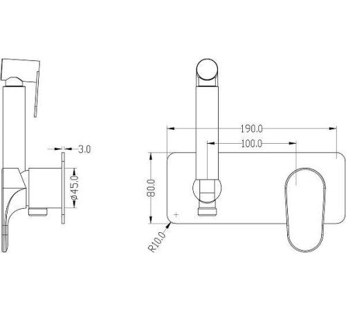 Гигиенический душ встраиваемый Boheme Spectre со смесителем белый матовый 457-MW