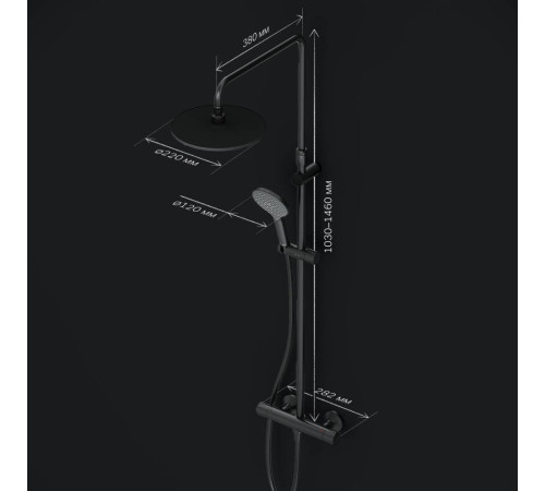 Душевая система AM.PM Like с термостатом черный матовый F0780422