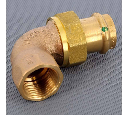 Угольник переходной Viega Sanpress 90° 28х1 пресс-В разъёмное соединение бронза 128159