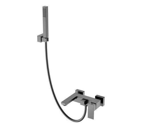 Смеситель для ванны с душем Boheme Qubic настенный графит матовый 473-GM