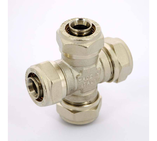 Крестовина обжимная никелированная Uni-Fitt 20 мм 676N7777