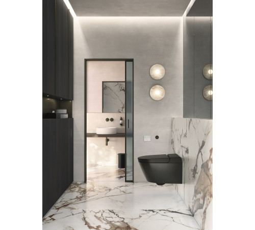 Унитаз-биде подвесной GSI WClean безободковый 590х375 мм черный матовый Ardesia 7418K26