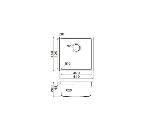 Кухонная мойка Omoikiri Tadzava 44-U/I Ultra-IN 44x44 см нержавеющая сталь 4993801