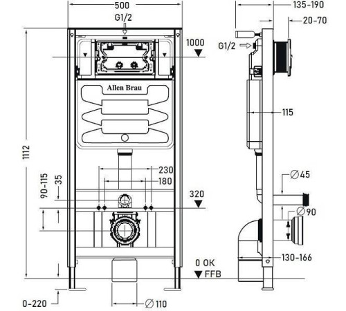 Инсталляция для подвесного унитаза Allen Brau 9.11100.20