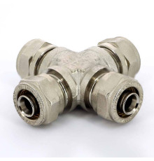 Крестовина обжимная никелированная Uni-Fitt 16 мм 676N6666