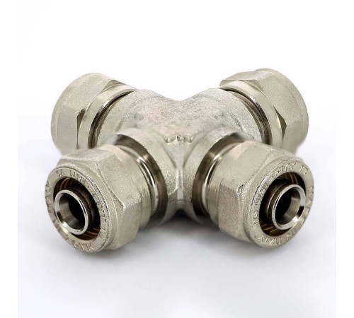 Крестовина обжимная никелированная Uni-Fitt 16 мм 676N6666