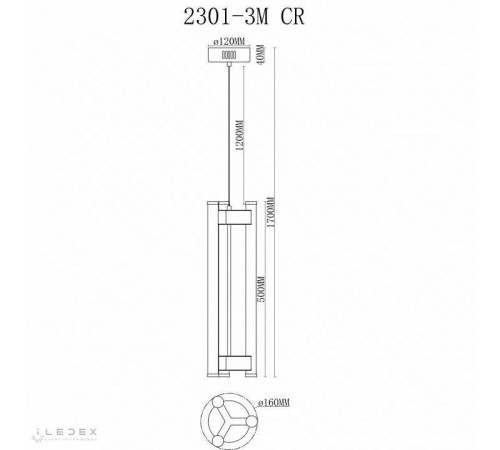 Подвесной светильник iLedex Rocks 2301-3M CR