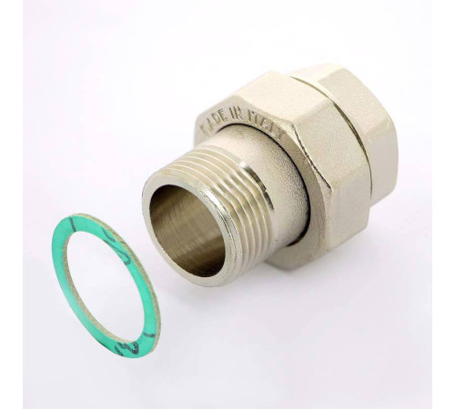 Разъемное соединение Tiemme 1 1/2 НВ прямое никелированное с прокладкой O-ring 1500251