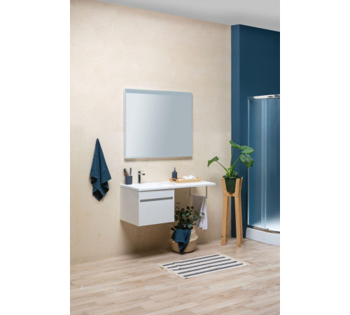 Тумба с раковиной Aquanet Токио 110 R подвесная 1 ящик белый глянец 00239209