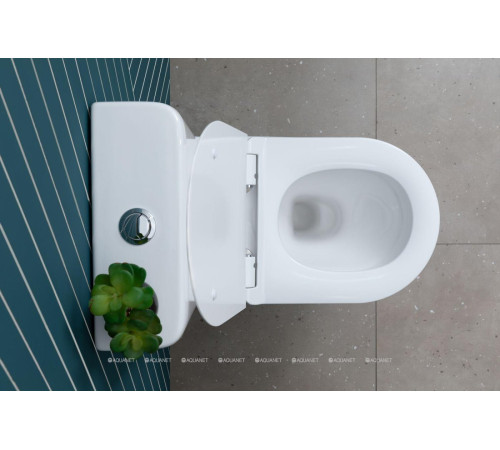 Чаша напольного унитаза Aquanet Roll 2-C Rimless с сиденьем Soft Close Slimseat Roll 2-C