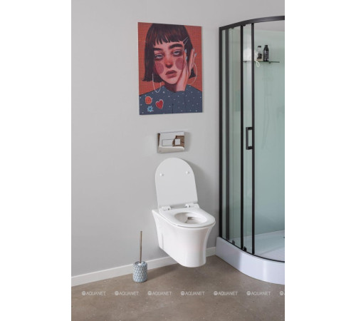 Унитаз подвесной Rimless Aquanet Roll-W с сиденьем Soft Close Slim 00210766