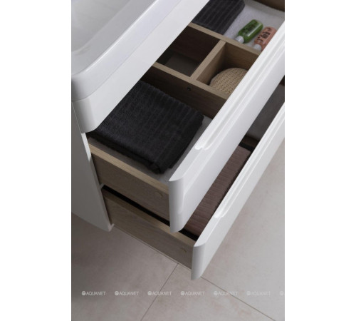 Тумба под раковину Aquanet София 80 2 ящика белый глянец 00274002