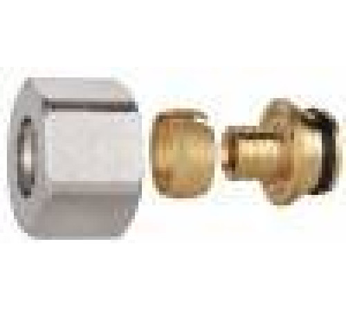 Соединитель обжимной Евроконус Euros для металлопластиковых труб 16x2.0-3/4 EU.ST3287030 16x2x34