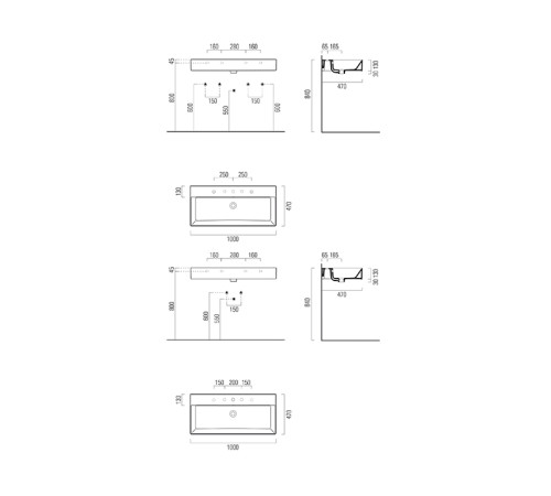 Раковина накладная/подвесная GSI KUBE X 1000х470 мм без отверстия под смеситель с переливом белая глянцевая 9423011